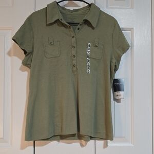 Sonoma Women's Olive Button-Down Shirt